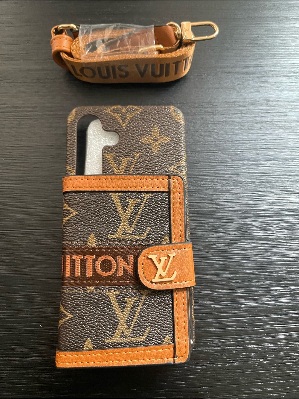 Samsung s25 - brown, crossbody wallet Phone case with card holder and strap